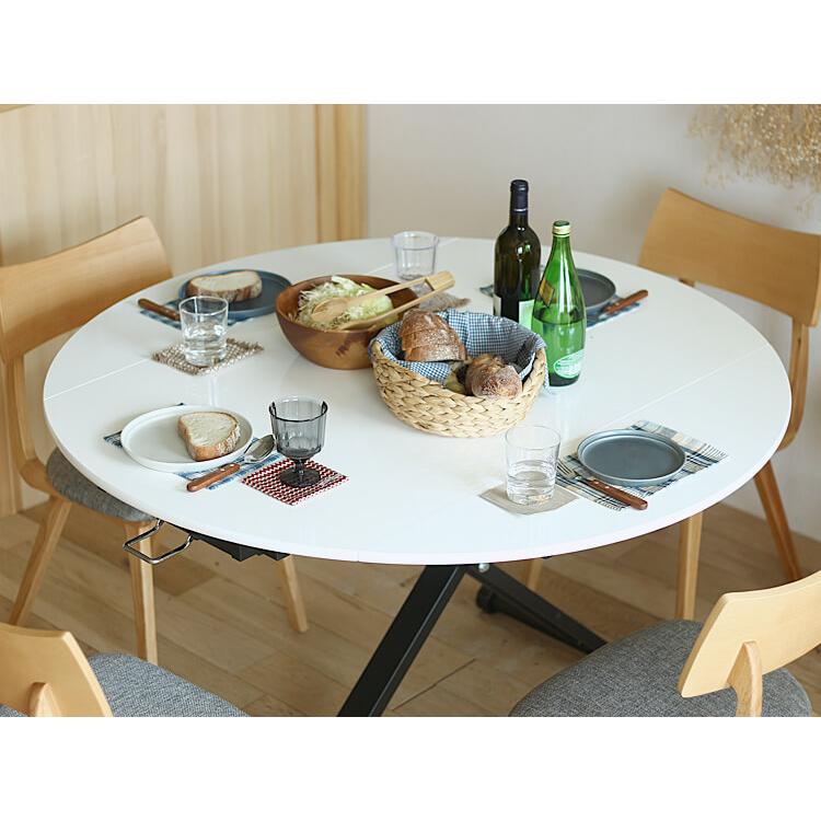 昇降・伸縮テーブル AILL（アイル） ホワイト テーブル リビング