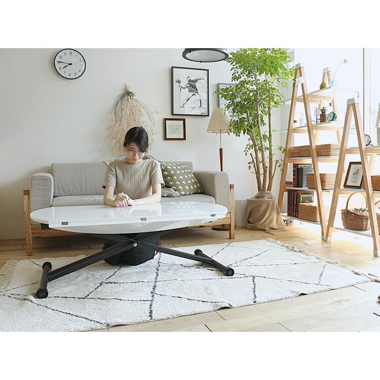 折りたたみ&伸縮！両方できる ホワイト リビングテーブル 折りたたみ&伸縮！両方できる ホワイト リビングテーブル