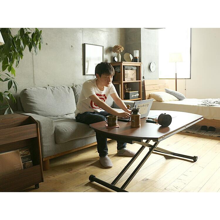 昇降・伸縮テーブル AILL（アイル） ブラウン テーブル リビング