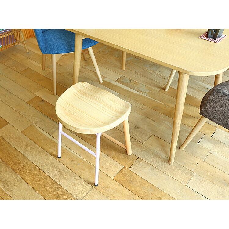 新品◇日本製◇木製無垢材 家具◇カラフルキュートなスツール◇ピンク