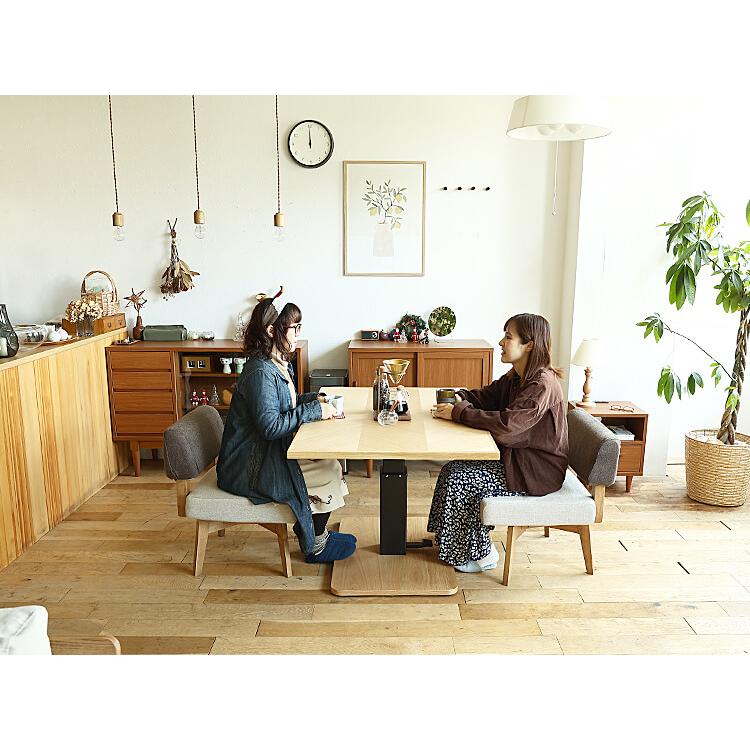 昇降式ダイニングテーブル Agos（アゴス）ヘリンボーンタイプ／オーク