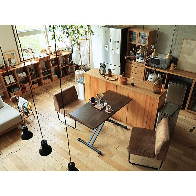 昇降・拡張テーブル Torshe（トルシェ） ブラウンテーブル リビング