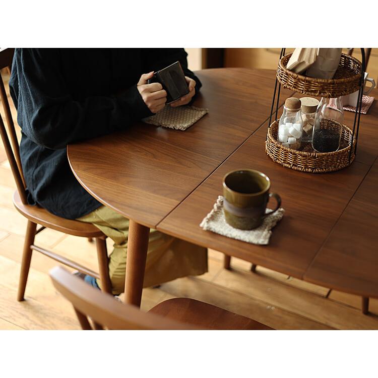 円形 伸長式ダイニングテーブル Rizn(リズン) ブラウンタイプ 伸長式