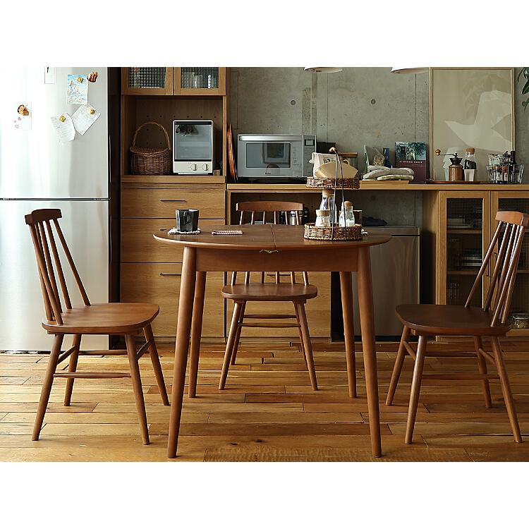 円形 伸長式ダイニングテーブル Rizn(リズン) ブラウンタイプ 伸長式