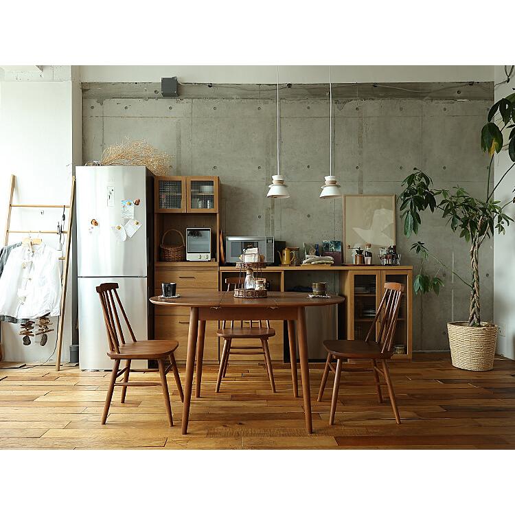 円形 伸長式ダイニングテーブル Rizn(リズン) ブラウンタイプ 伸長式