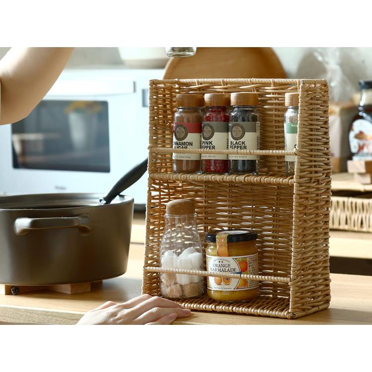 ハンドメイド スパイスラック 大型対応タイプ （チーク色） スパイスラック 木製 おしゃれ ハンドメイド家具 サイズオーダー