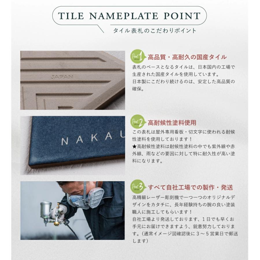 表札 タイル 表札 戸建150角 ミニ看板  社名プレート ローマ字 漢字 住所入り オフィス 事務所 店名 DIY 門柱 gs-nmpl-1090hs｜kirastarstore｜15