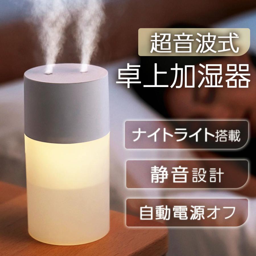 ダブルスプレー加湿器 XR-K138 加湿器 小型 卓上 ミニ加湿器 2吹出口 USB給電式 軽量 静音 270ml 乾燥