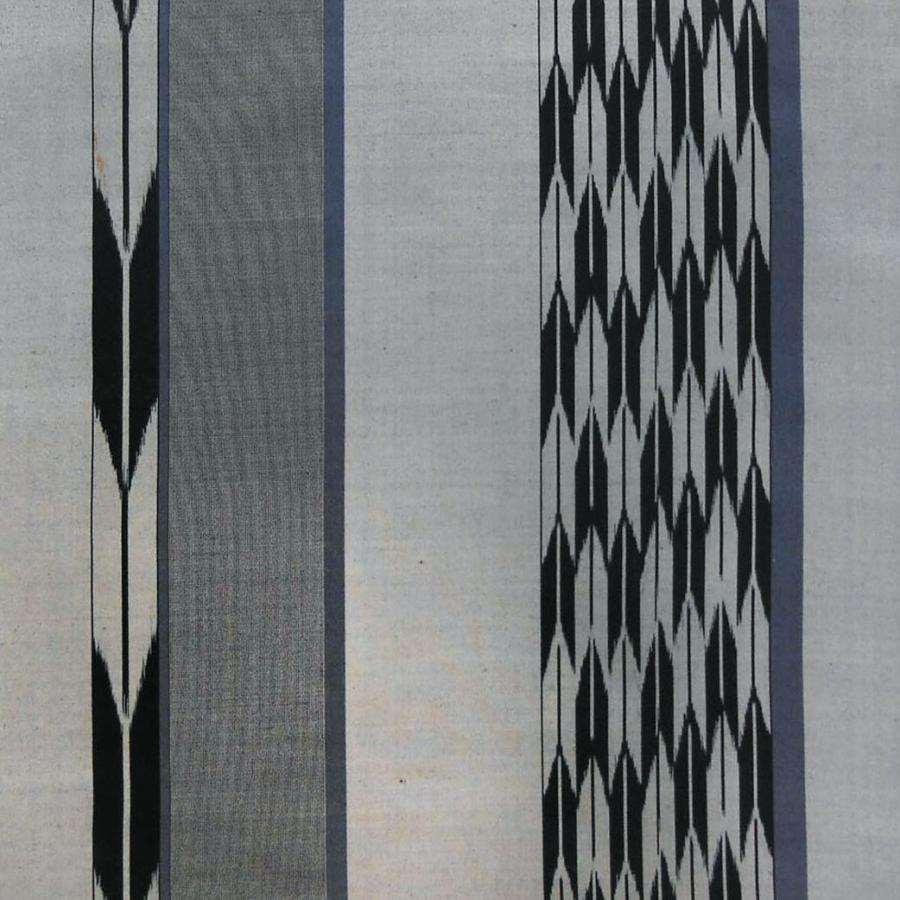 白黒矢羽柄青ライン入り 伊勢崎銘仙（伊勢崎絣）ーきじま銘仙ー