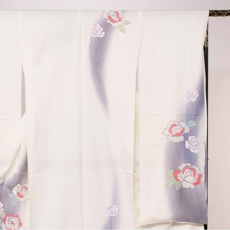 振袖　未仕立て品　白地薔薇柄　ふりおぼろ　おぼろ染めかさね絞り　お仕立て代込み |  | 02