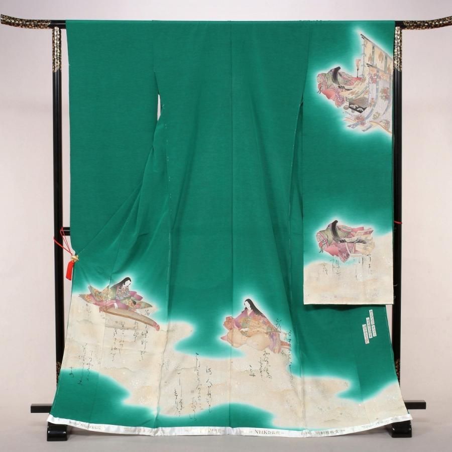 振袖　未仕立て品　特別誂え【樽本伊勢蔵】作　【琴弾く姫グリーン地】　お仕立て代込み | 