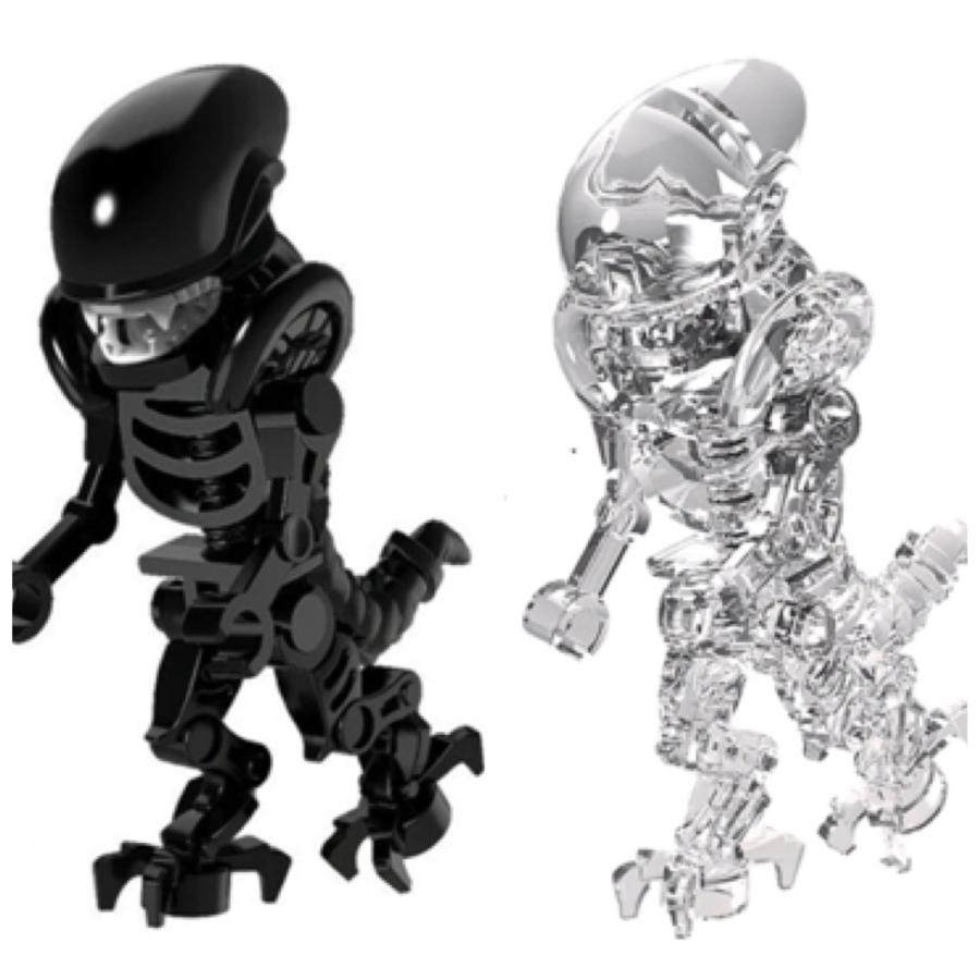 エイリアン 透明 黒 ミニフィグ 2体セット レゴ互換 : きらっと