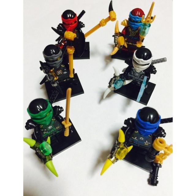 忍者ブロック ミニフィグ 6体 ニンジャゴー 手裏剣付き レゴ互換