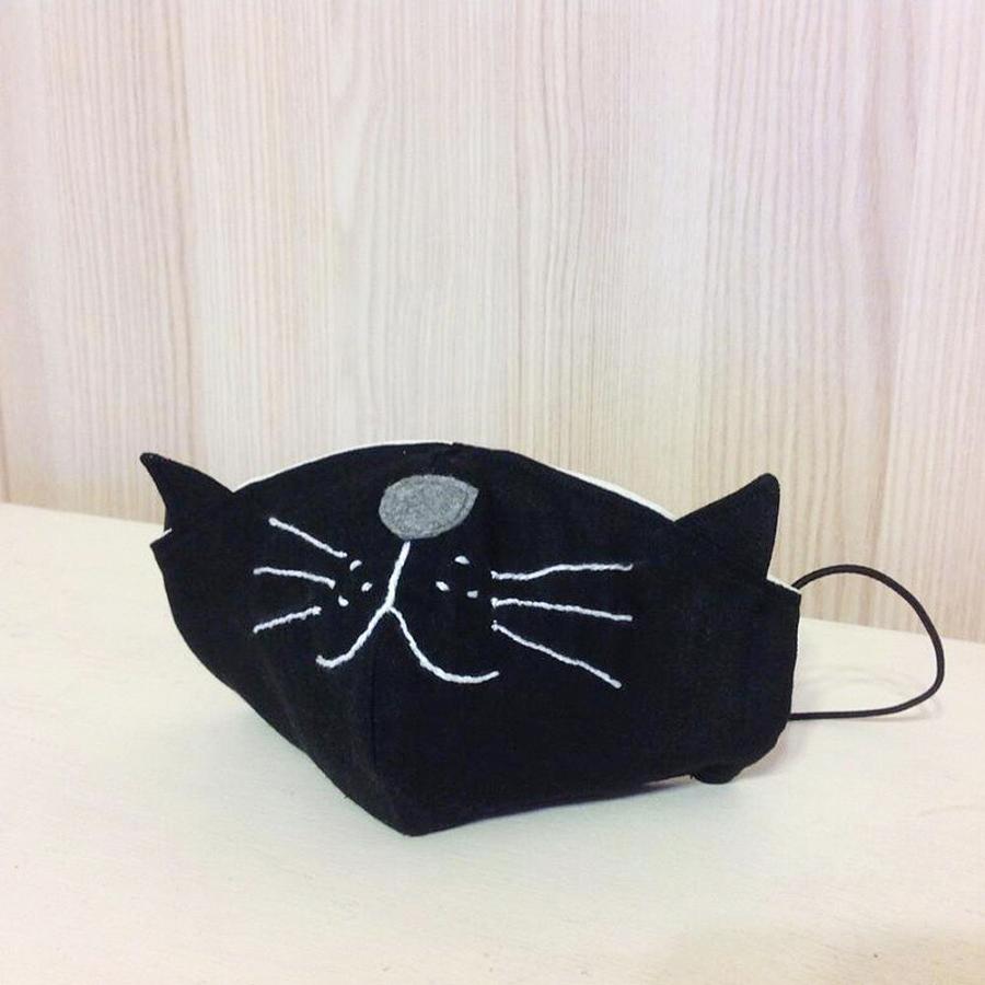 子供用 kids 猫柄 手作り風 プリントマスク 3D立体 洗える 再利用