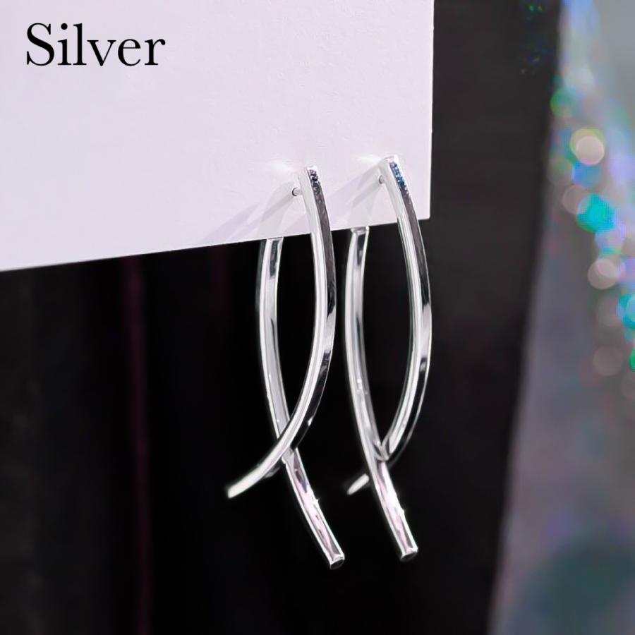 スウィング バックキャッチピアス 大人可愛い 品がありオシャレ キラキラ 揺れる 幾何学 ウェーブ |  | 02