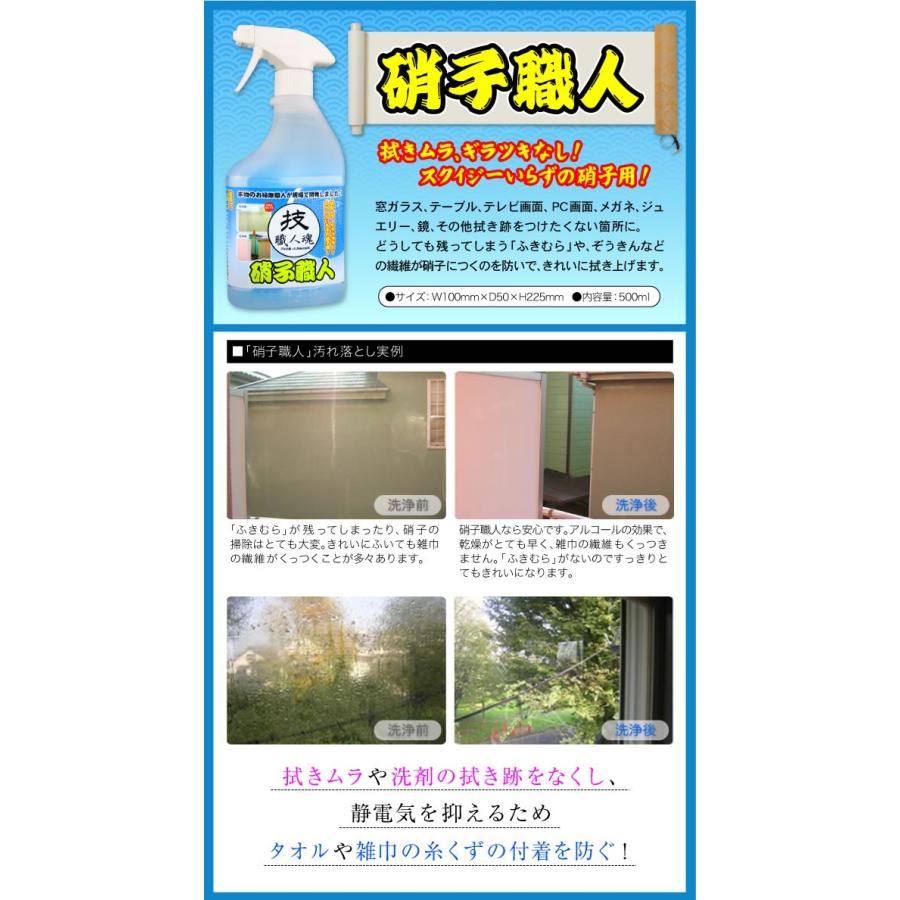 技職人魂 硝子職人 スプレーボトル 500ml 即納 窓拭き 鏡 メガネクリーナーにも使える スクイジー要らず プロのガラスクリーナー 硝子用洗剤 f 064 キレイサプリ 通販 Yahoo ショッピング