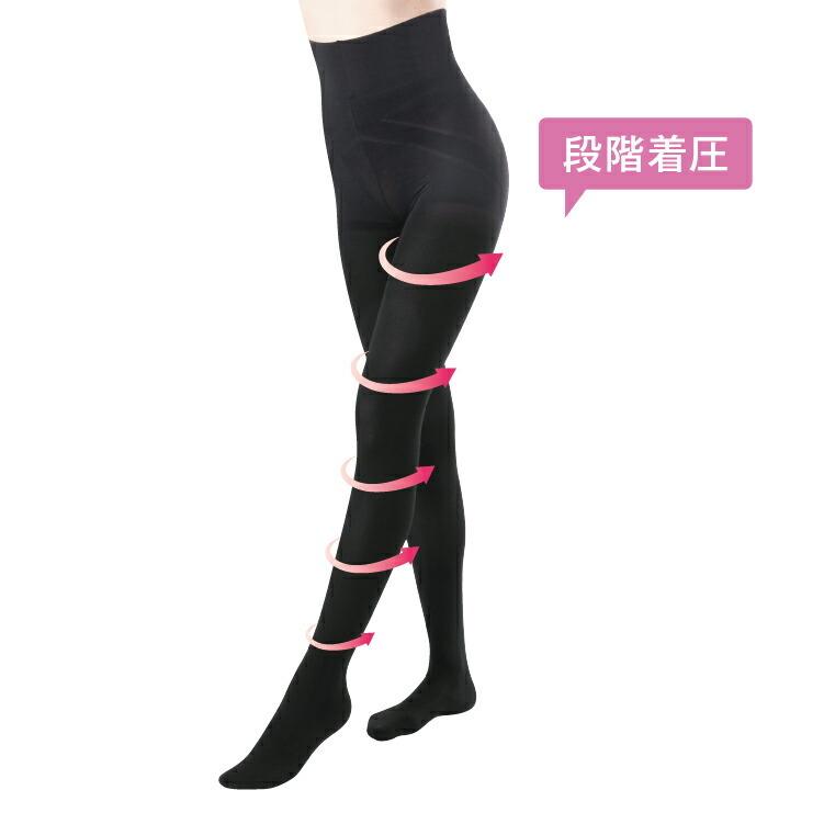 タイツ 80デニール plus4パーフェクトスリムシェイプ シャドウタイツ