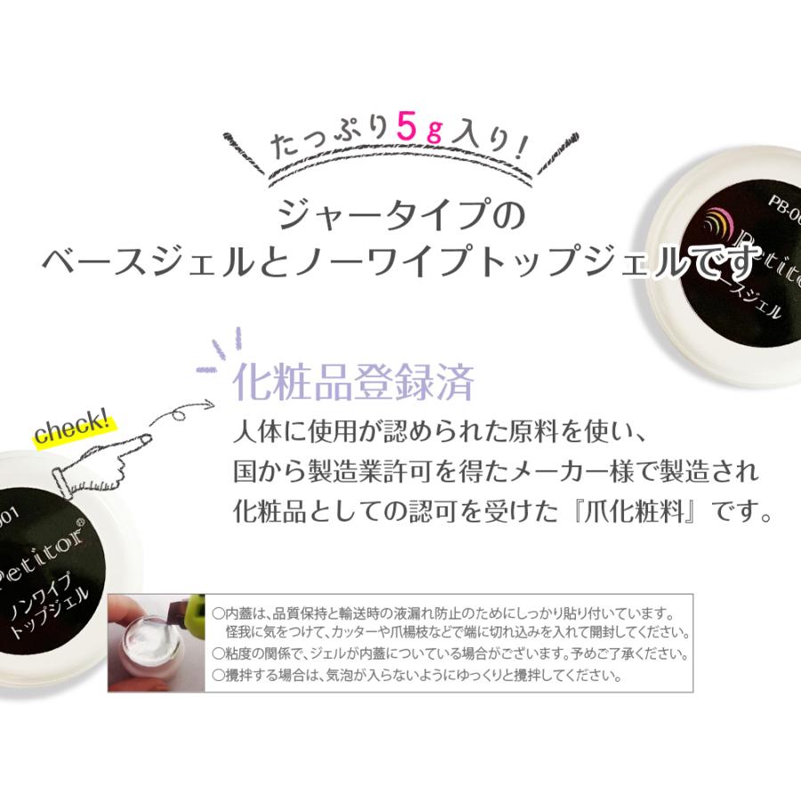 Petitor ジェルネイル ノーワイプトップジェル ベースジェル セット 5g