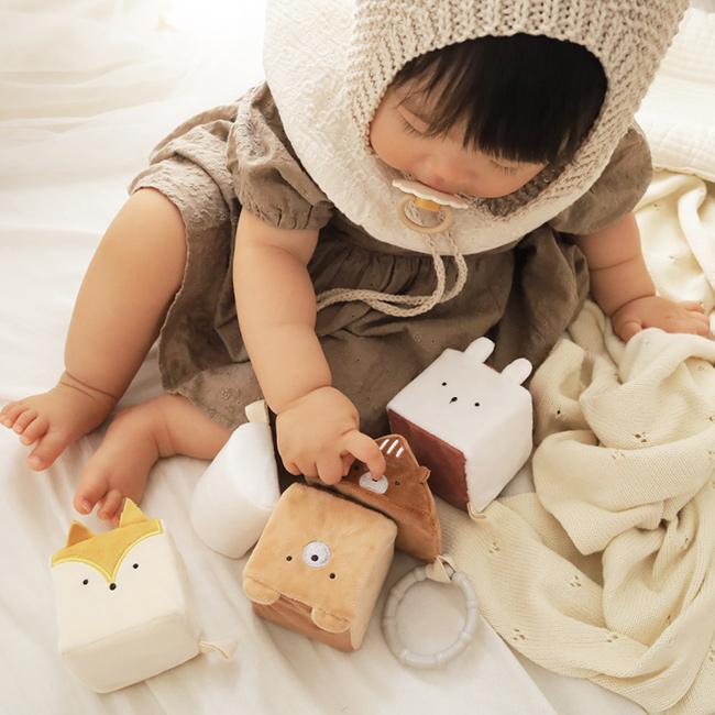 amanoppo あまのっぽ つみきと布おもちゃのセット(赤ちゃん 0歳 