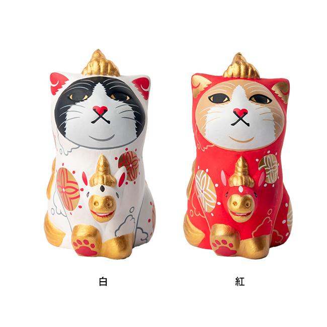 エサシトモコ みんなの天馬猫(縁起物 置物 干支 馬 午 玄関 リビング