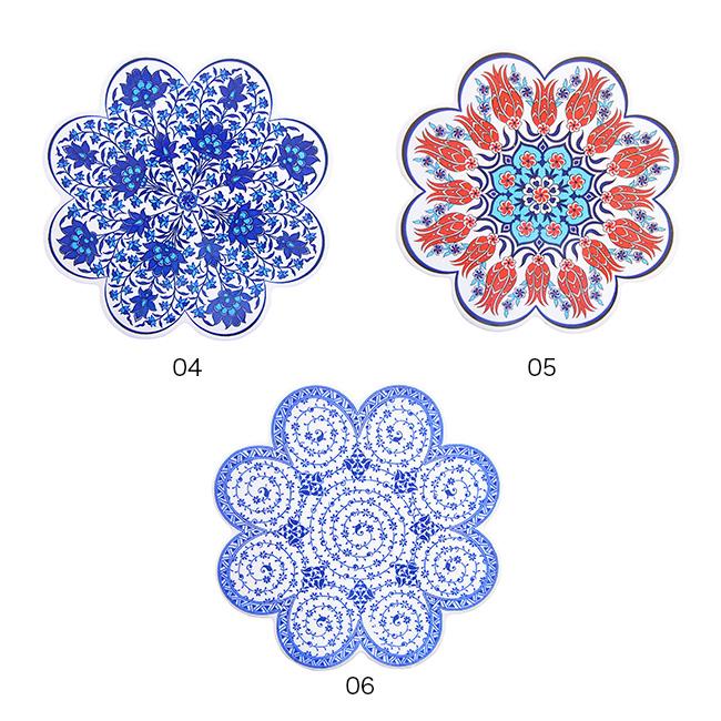 トルコの伝統的な陶芸(イズニック Iznik 様式) 手書き ボウル皿 IZNIK イズニック トリベット(鍋敷き おしゃれ なべ敷き 鍋敷 トルコ