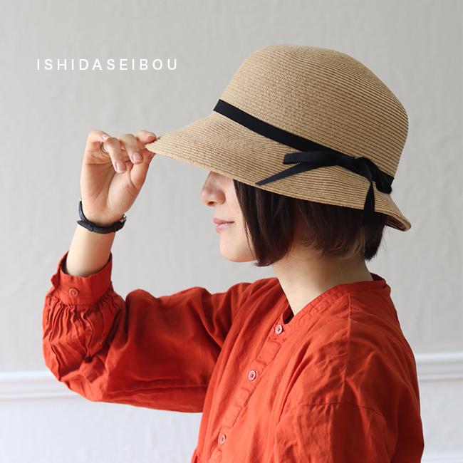 未使用　石田製帽　折りたためるラフィアブレードソフトハットブルトン UNISEX】 ラフィアブレード 中折れソフトハット / 石田製帽