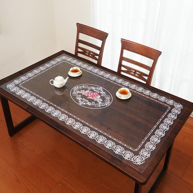 花柄 透明 テーブルマット 80×150cm K14775(テーブルクロス ビニール
