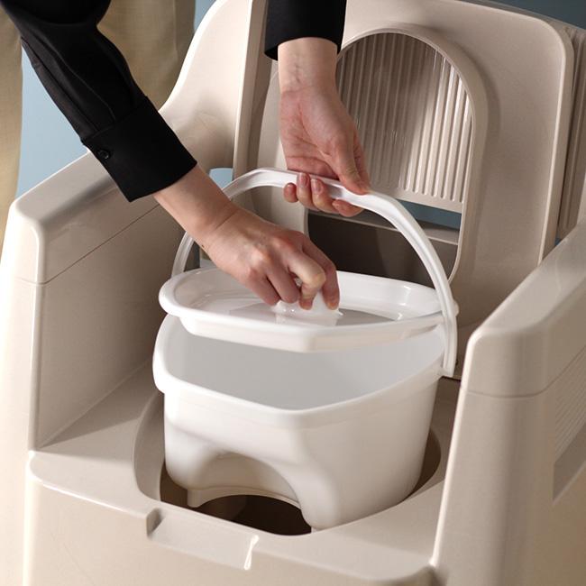 ポータブルトイレ 背もたれ型(簡易トイレ 洋式 背もたれ ひじ掛け 消臭