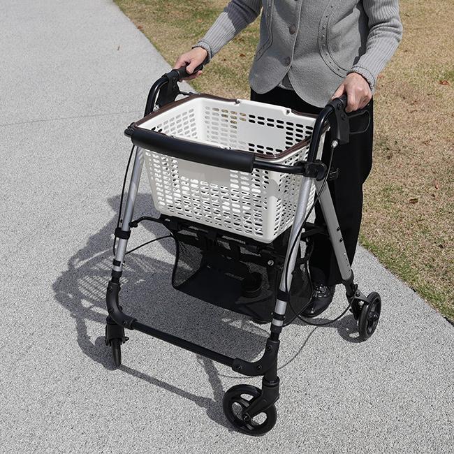 歩行車(シルバーカート 折りたたみ コンパクト 安定 アルミ製 軽量