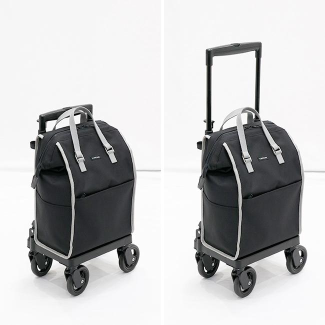 中型シルバーキャリーカート KINDCARE 横押カート ブラック／A(横押しカート シルバーカー 保冷 横