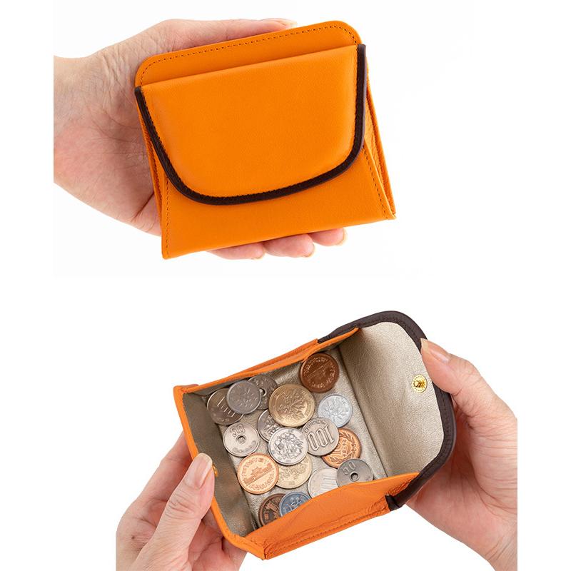 ガバッと開く！ラム革コンパクト財布(財布 ミニ財布 小銭入れ ボックス