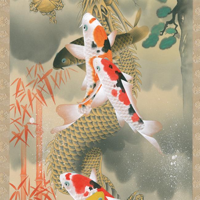 掛軸 吉祥富士昇龍之図 190×54.5cm(装飾 絵 レトロ 和室 客間 掛軸 吉祥富士昇龍之図 190×54.5cm(装飾 絵 レトロ 和室 客間