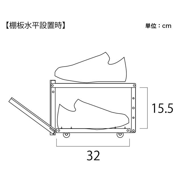ガルバ棚の下駄箱下収納 W80  2325(下駄箱下 収納 キャスター付き 玄関 靴 収納棚 2段 幅80cm ボックス 収納 靴収納 キャスター 見せない) メーカー直送の画像