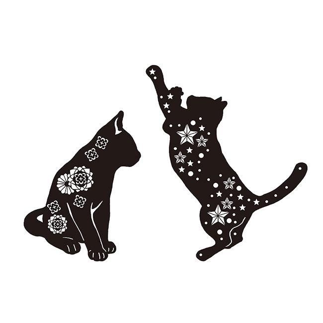 切り絵スターターキット ねこ・バラ(切り絵 キット 初心者 道具 セット