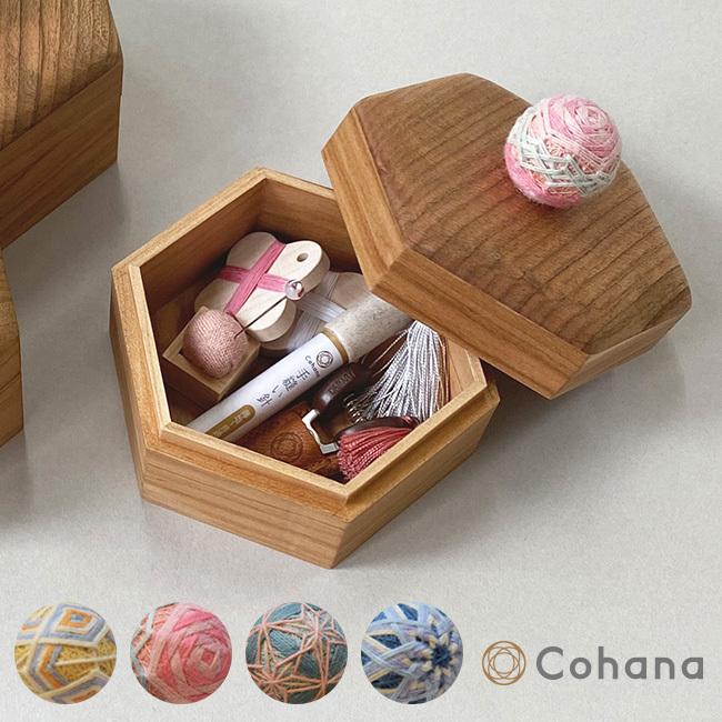 Cohana 手まりの六角小箱 はさみ 糸巻き 針 セット (小さい 裁縫箱