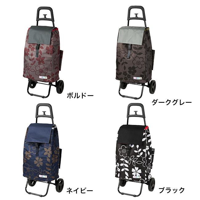花柄バック付きショッピングカート cocoro ショッピングカート フラワー(買い物 カート ショッピング
