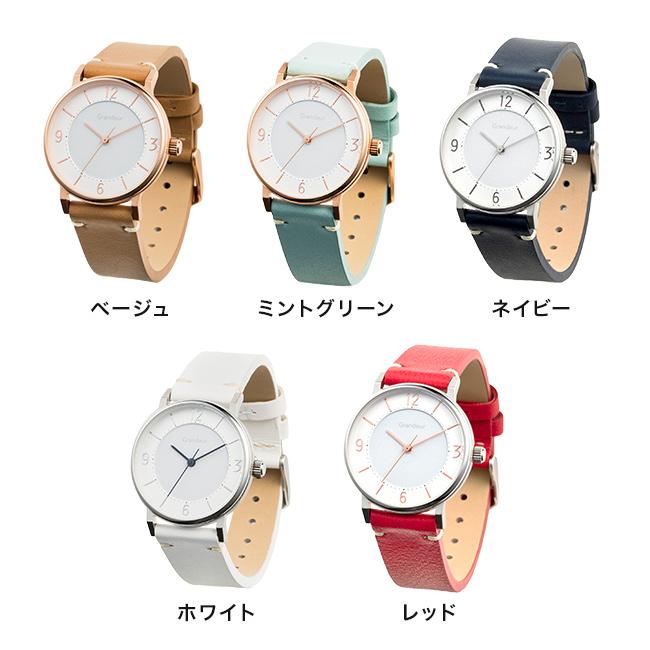 GRANDEUR イタリアンレザー レディースソーラーウォッチ(腕時計