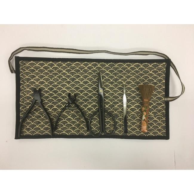 ミニ盆栽お手入れセット 一重刺し子道具巻き(盆栽 道具 セット ミニ盆栽お手入れセット 一重刺し子道具巻き(盆栽 道具 セット