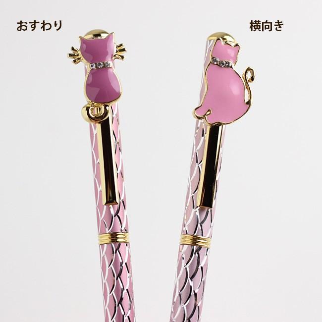 ネコシルエット おすわり スワロフスキークリスタル ボールペン