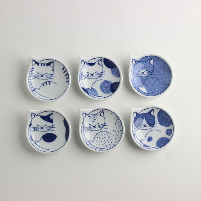 豆neco皿 まめねこざら 6Pset 木箱セット(豆皿 猫 皿 猫柄 ねこ