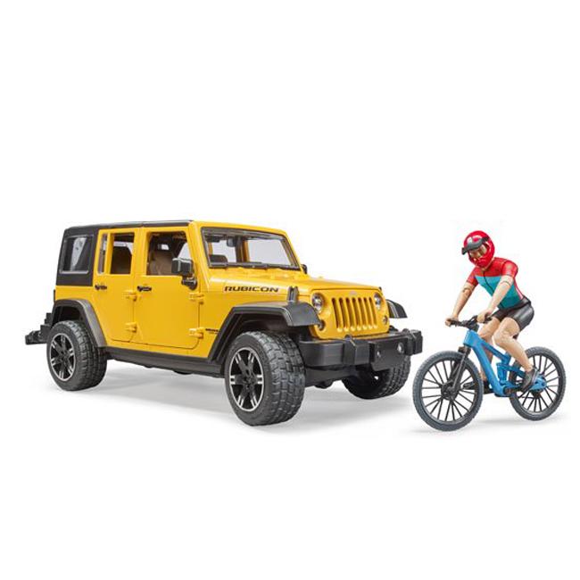 bruder ブルーダー Jeep Rubicon＆マウンテンバイク フィギュア付き(ジープ ラングラー ルビコン 車 おもちゃ ミニカー)の画像