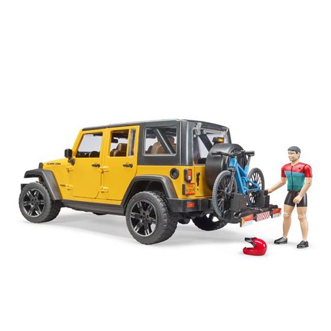 bruder ブルーダー Jeep Rubicon＆マウンテンバイク フィギュア付き(ジープ ラングラー ルビコン 車 おもちゃ ミニカー)の画像