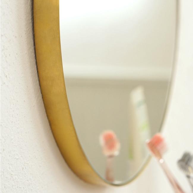 Brass oval mirror HS3684(壁掛けミラー 楕円 オーバル アンティーク