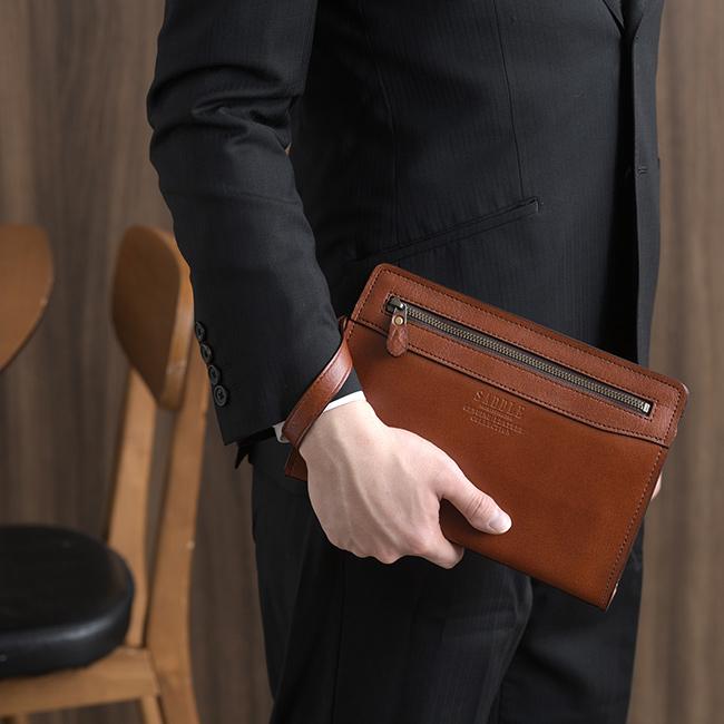 SADDLE サドル 牛革 セカンドバッグ 25885(メンズ 本革 セカンドバッグ