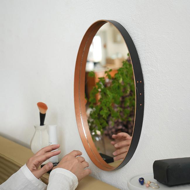 シェーカー オーバルミラー L ブラック(壁掛けミラー 楕円 壁掛け