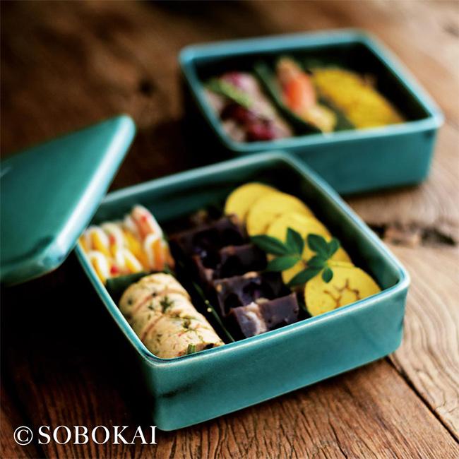 SOBOKAI ソボカイ トルコ青釉 角お重 2段(お正月 おせち お節 SOBOKAI ソボカイ トルコ青釉 角お重 2段(お正月 おせち お節