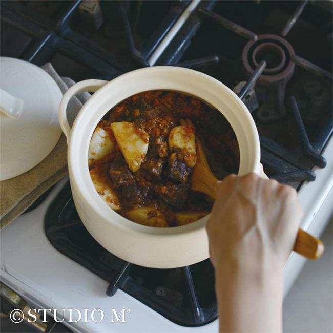 studio m' スタジオエム ナヴァラン 6号 深鍋(土鍋 浅い 浅め 調手鍋