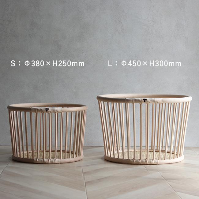 ツルヤ商店 籐バスケット maru L(籐 ラタン カゴ バスケット 収納かご