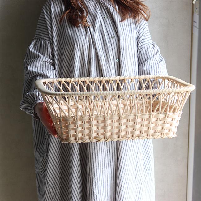 ツルヤ商店 籐脱衣かご 矢来 角型(籐 ラタン カゴ バスケット 収納かご