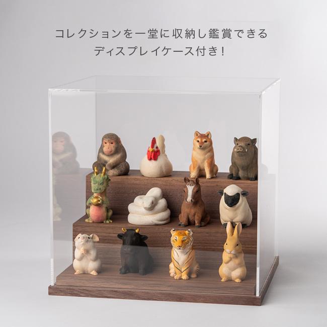 幸せを授ける 十二支 木彫り コレクション フルセット(干支 置物 木製